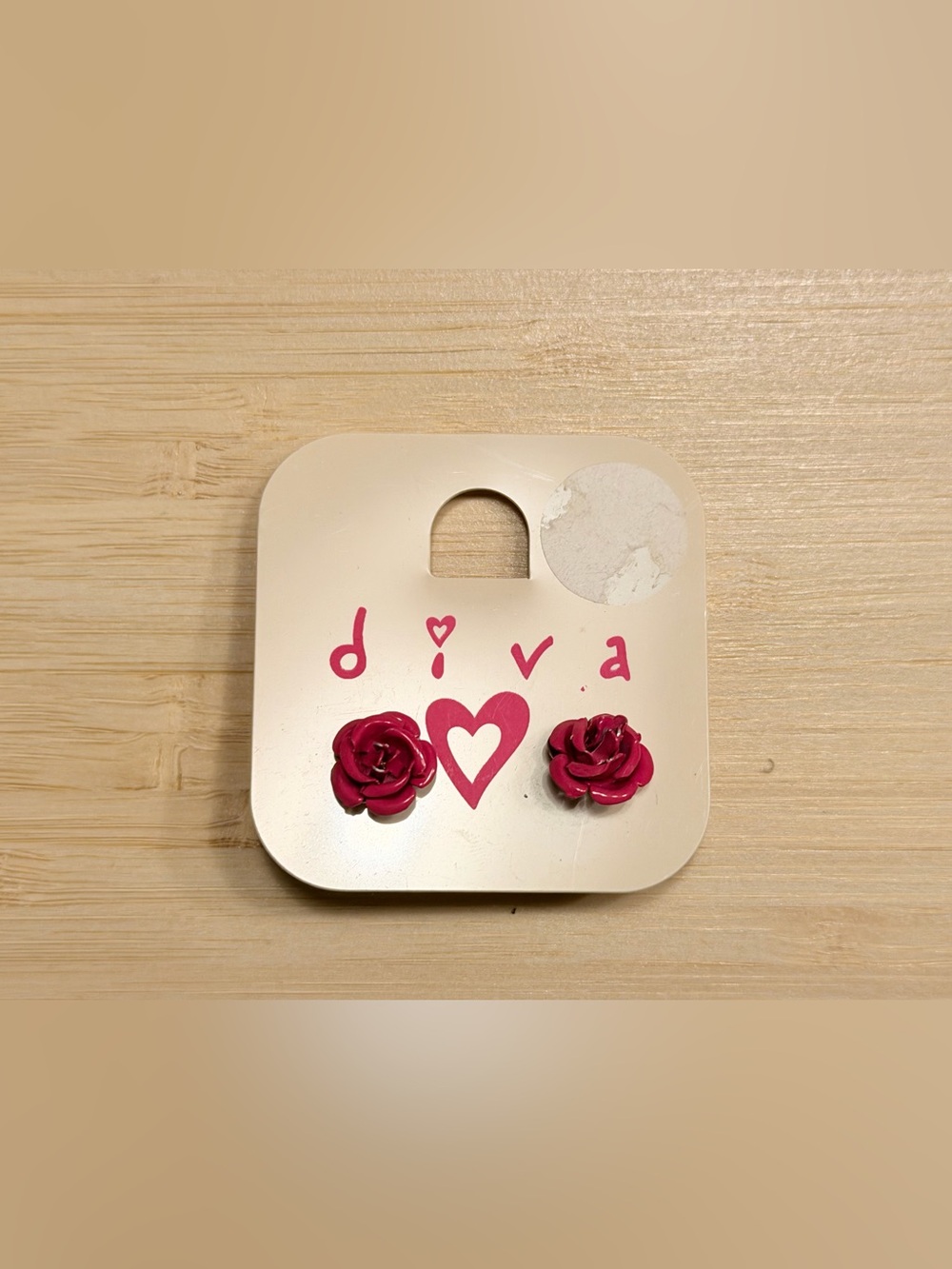 NEW Diva Hot Pink Rose Flower Stud Earrings Fuchsia Floral